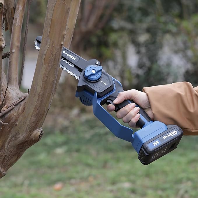 Battery Chainsaw 6 Inch with 2 batteries, Handheld Chain Saw Pruning Shears Chainsaw for Tree Branches, Courtyard