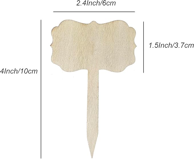 100 Pcs Wood Plant Labels, Natural Wooden Plant Marker Garden Sign Tags, T-Type Garden Markers for Succulents, Herbs, Seedlings, Potted, Flowers, Vegetables (Polygon)