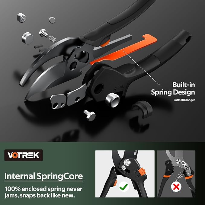 Pruning Shears for Gardening, [Patented Stepless Handle Opening] - Plant Scissors with Ultra-Sharp SK5 Steel for Weak Hand, Universal Fit for All Hand Sizes, Effortlessly Cuts 1-Inch Branches