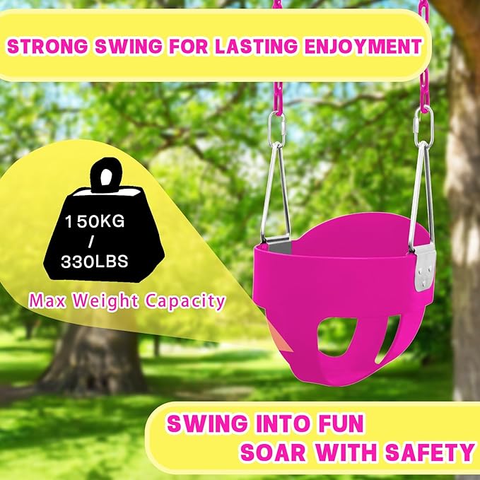 Toddler Swing Set for Outside - High Back Full Bucket Seat with 4 Hanging Straps and Hooks for Kids, Infants, Baby - Outdoor Tree Swing