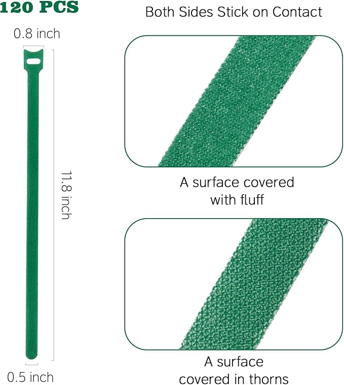120 Pcs Christmas Garland Ties Reusable Green Nylon Garden Plant Cable Straps Adjustable Banister Ties for Christmas Tree Wreath Garland Wrapping Door Stairway Railings Decoration(120, 12 Inch)