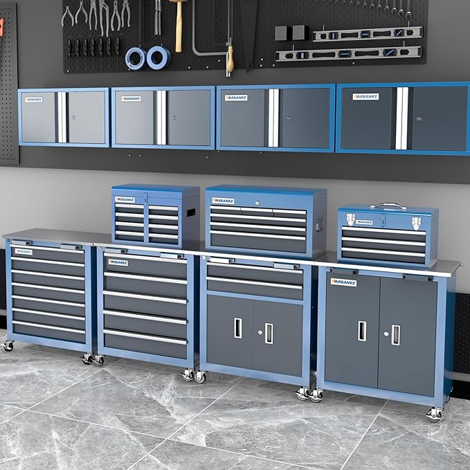 LARBANKE Metal Wall Cabinet with 2 Door,Lockable Floating Wall Storage Cabinet for Garage,Basement and Ware House,Metal Wall Cabinet with Positioning Paper,Assembly Required