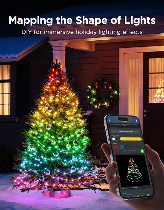 Govee Christmas Lights 2, RGBWIC 164FT 500LEDs String Lights for Holiday Decor, Smart Indoor Outdoor LED Decoration with Shape Mapping Function, 130+ Scene Modes, APP Control, Clear Wire