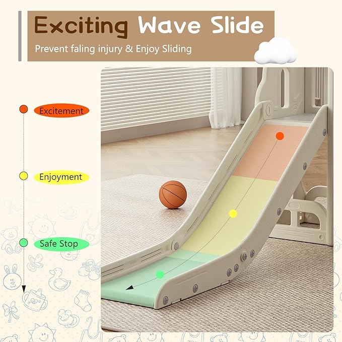 Toddler Slide,Kids Climber Slide with Storage Space and Non-Slip Steps,Indoor Outdoor Playset with Basketball Hoopa and Telescope,Slide for Toddlers Age 1-3