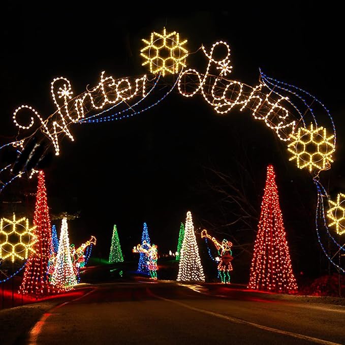 DBFAIRY 24-inch LED Christmas Snowflake Window Lights, Large Outdoor Snowflake Hanging Silhouette Xmas Decor Light with Timer 16.8ft Plug-Powered Cable