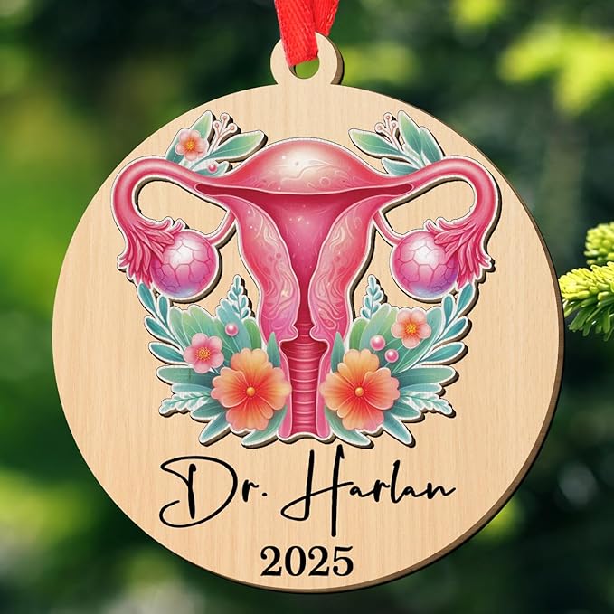 Customized Year & Name OB-GYN Doctor 3D Wooden Ornament, Personalized OBGYN Appreciation Retirement Ornaments Gift for Women Men Friends Doctor, OBGYN Hanging Christmas Tree Ornament for Anniversary