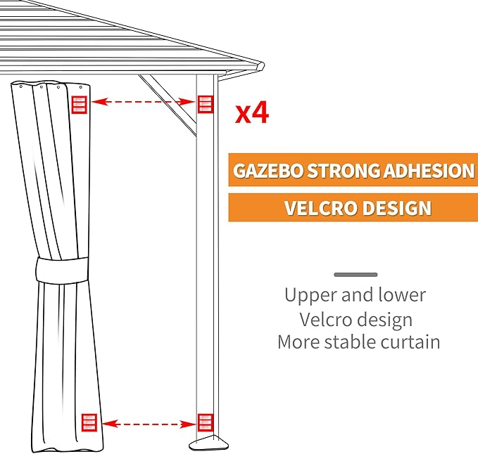 GARTOO 10' x 12' Patio Hardtop Gazebo - Outdoor Metal Hard Top with Breathable Mesh, Galvanized Steel Top Gazebo for Garden, Lawn, Outdoor Party (Black)