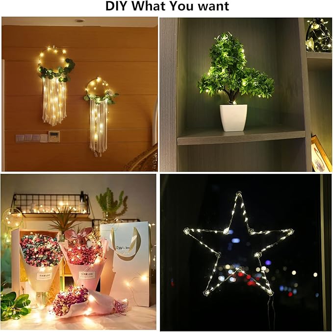 ZSJWL 18 Pack Fairy Lights Battery Operated,7Ft 20 Led Mini Battery String Lights, Waterproof Silver Copper Wire Lights for Wedding Party Bedroom Christmas Decoration, Warm White
