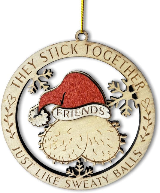 Fuck Ornament - Fuckin Christmas Tree Hanging Ornament - Friends Together Like Sweaty Balls Funny Christmas Ornament – Hilarious Wooden Holiday Decoration, 2024 Gag Gift for Fucking Friends