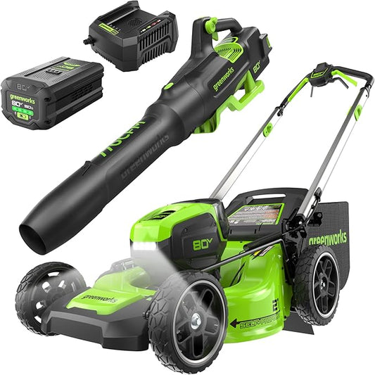 Greenworks 80V 21" Self-Propelled Lawn Mower + Blower (Gen 2), 5.0Ah Battery