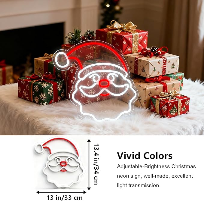 Christmas Home Decor Santa Claus Neon Sign Led Neon Christmas Lights Ornaments Tree Decorations Outdoor Neon Signs for Wall Decor USB Powered Led Neon Signs for Room Decoration