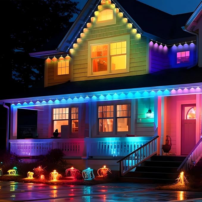 Permanent Outdoor Lights,Smart Outdoor LED String Lights,Christmas Lights RGB Color Changing, Scene Modes, IP67 Waterproof, App Control,Holiday, Party,Christmas Decorations
