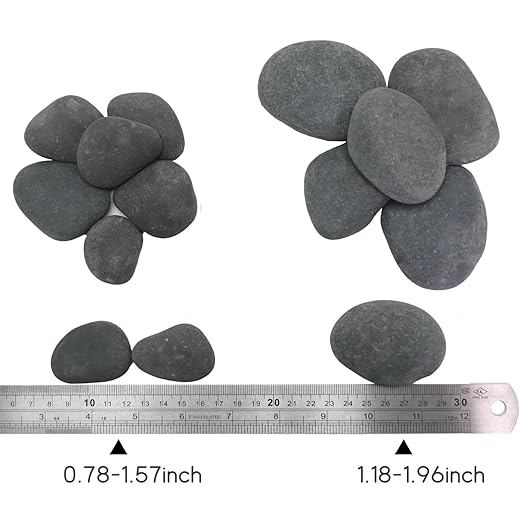 10LB Black Stones Pebbles River Rocks, Natural Beach Pebbles, 0.8-1.5" Decorative Rocks- Ideal for Garden Landscaping, Home Decor, Aquariums, Painting, Crafting and Gifts, Black Colors