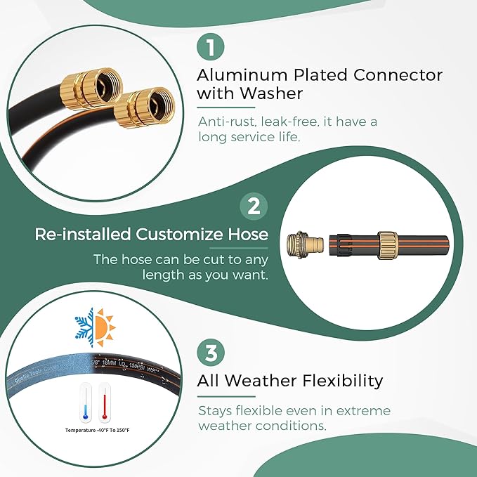 Giraffe Tools Leader Hose 5/8 x 4ft, Custom Length, No Kink, Flexible, Leakproof Water Hose, Double Female Fittings, 600 Burst PSI, 4ft, Black Orange