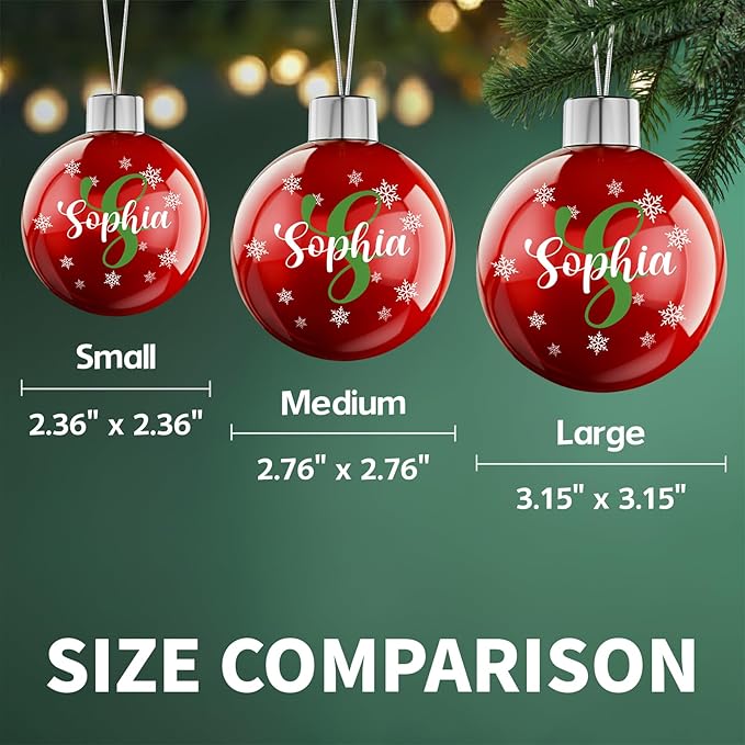 Personalized Letter Ornaments for Christmas Tree - Custom Christmas Balls, Name & Monogram Ball Ornaments, Customized Initial Ornament, Family Keepsake