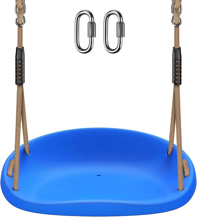 SELEWARE Heavy Duty Swing Seat for Adults Kids Tree Swing with Weather Proof Ropes Swing Set Accessories for Backyard Patio Garden Playground, Height Adjustable Blue