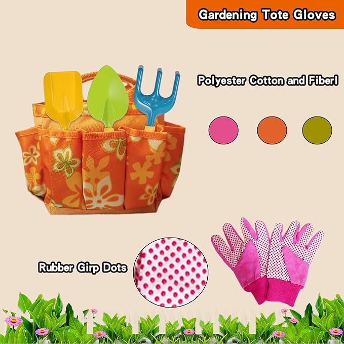 Kids Gardening Tools Set, 13 Pcs Gardening Kit with Apron & Tote Bag, Outdoor STEM Toys, Gardening Gifts for Toddlers Ages 3-7