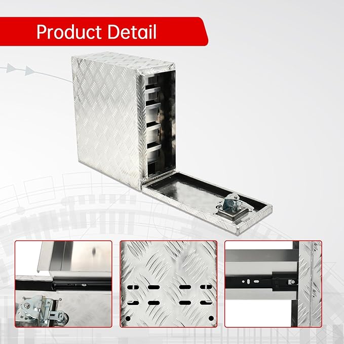18 Inch Heavy-Wall Aluminum Truck Bed Tool Box With 5 Drawers W/Lock T-Handle Latch Keys For Storage Silver 7.75(L) x 18(W) x 18.75(H)