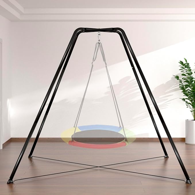 Swing Stand for Kids, 330LBS Heavy Duty Metal Swings Frame for Backyard Indoor, Anti-Rust and All Weather Resistance, Saucer Swing -NOT Included Black