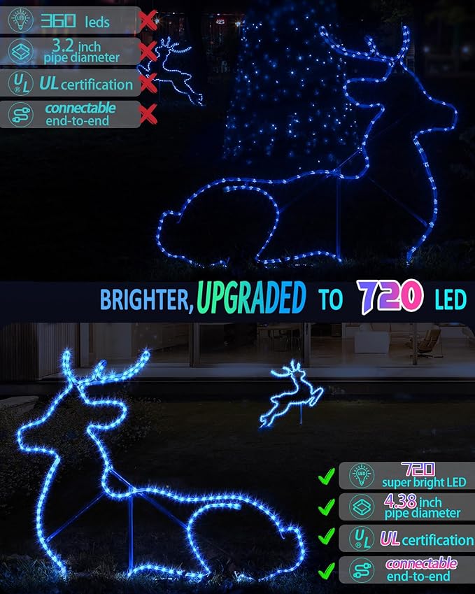 Coroor Rope Lights Outdoor Waterproof Christmas 100ft 720 LED, Flexible Connectable Tube Lights, String Lights Decorative Lighting for Garden Patio Pool Tree Bedroom Xmas Decor (Blue)