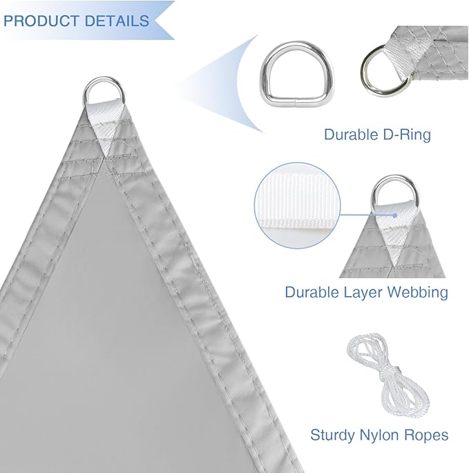 E&K Sunrise 11' x 12' Waterproof Sun Shade Sail Outdoor Rectangle Canopy Shade Cover UV Block for Pergola Patio Backyard Garden Deck (Light Gray)