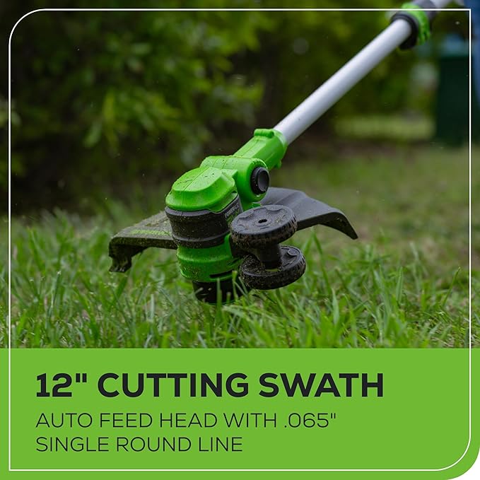 Greenworks 24V Cordless String Trimmer/Edger (Gen 2), 12 Cutting Width, Ultra-Light 6 lbs Design, with 2.0Ah Battery & Charger Included