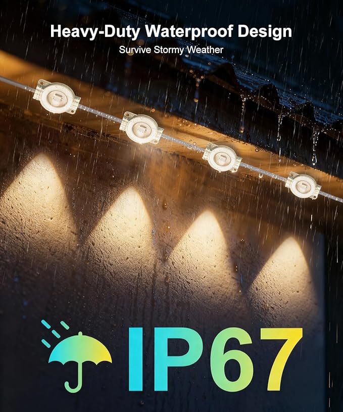 100Ft Permanent Outdoor Lights for House, RGB Halloween House Light Outdoor with Remote APP Control,IP67 Waterproof for Outside Decorations，Eaves Lights for Christmas, Holiday, Party, Daily