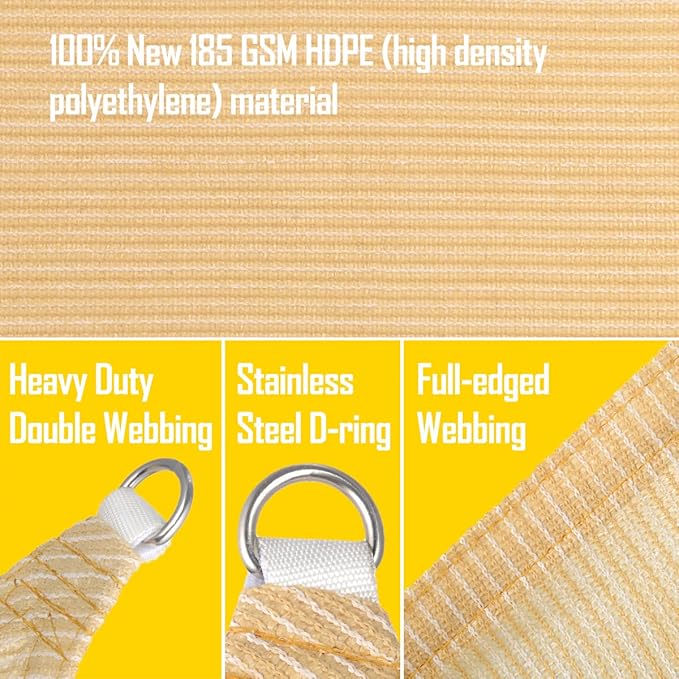 13' x 15' Sun Shade Sail Canopy Awning Permeable Fabric Pergola Cover, for Outdoor Patio Lawn Garden Backyard Carport, Beige