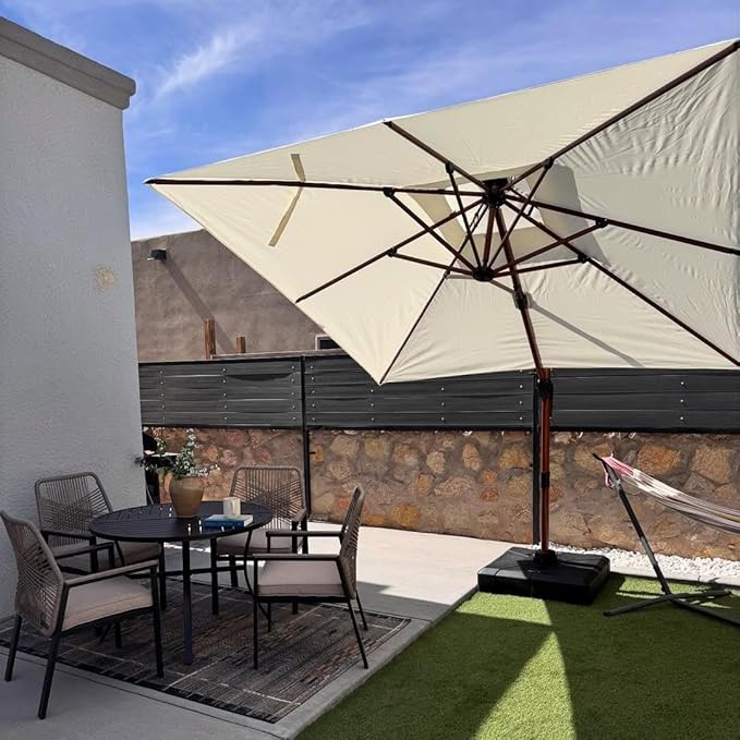 PURPLE LEAF 9ft Patio Umbrella Outdoor Square Umbrellas Large Cantilever Umbrella Windproof Offset Umbrellas Heavy Duty Sun Umbrella for Garden Deck Pool Patio, Cream