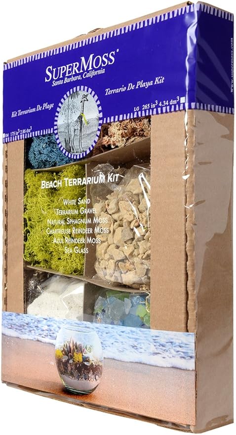SuperMoss (90422) Beach Terrarium DIY Kit – Create Stunning Nature-Inspired Mini Gardens – Perfect for Home Decor, Office Gifts, and Plant Lovers, Appx 4 Oz