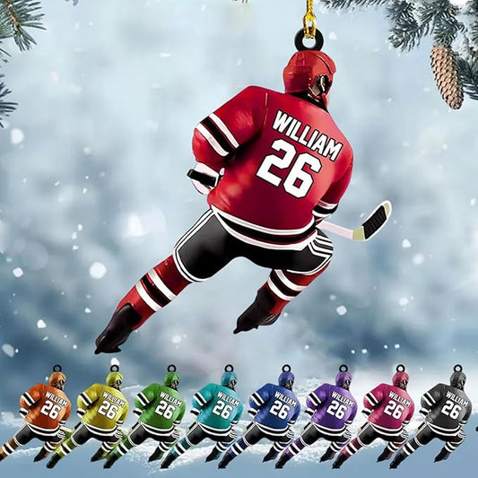 Custom Hockey Player Christmas Ornament 2025, Personalized Ice Hockey Players Ornaments, Custom Name and Number, Sport Lovers Gifts, Christmas Tree Decoration 4