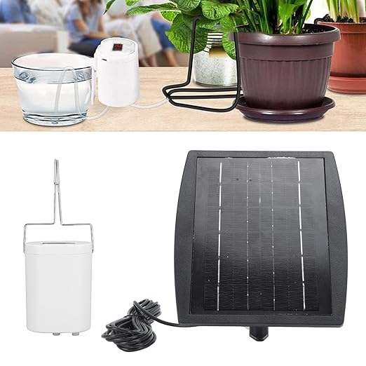 Automatic Plant Watering Irrigation Kit, 3W USB Charging, 4 Pots Solar Auto Irrigation System - Solar Powered, Programmable Watering, Ideal for Garden Beds and Patio Plants