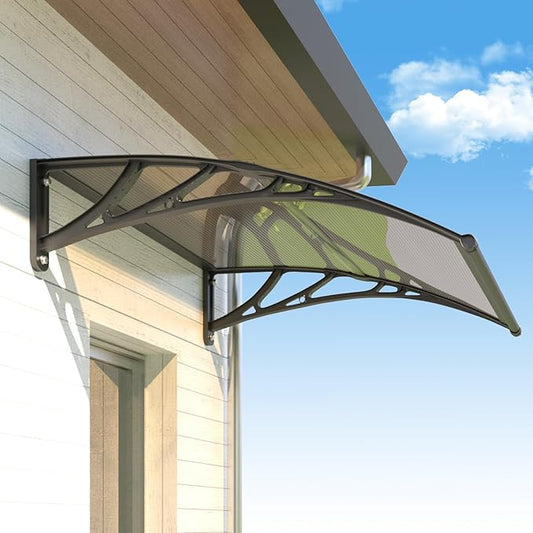 Awning for Outside, 32x48 UV-Resistant Rain and Snow-Proof House Overhang Canopy, Polycarbonate Door Awnings Exterior for Outdoor Patio, Porch, Deck, Window