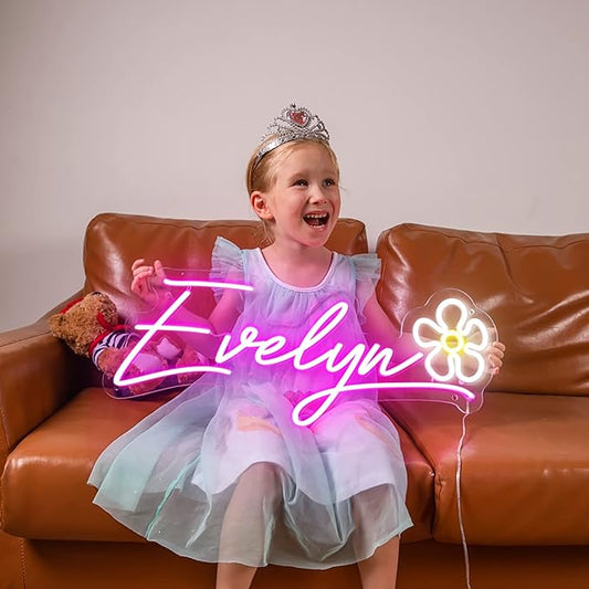 Personalized Neon Signs, LED Customized Neon Sign for Wall Decor, Battery Operated Personalized Dimmable Neon Name Signs, Large Custom LED Light for Bedroom Wedding Party Bar Business Birthday Gift