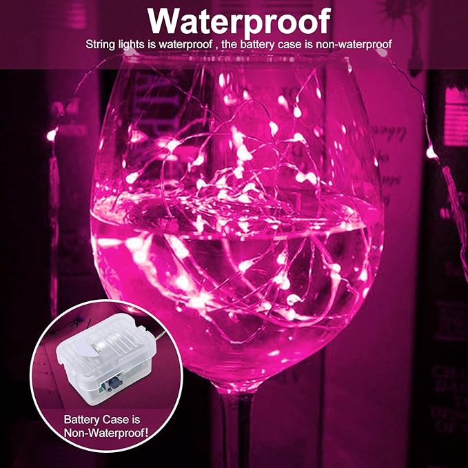 AIKEI 12 Pack LED Fairy Lights Battery Operated, Valentines Day Decor Pink String Lights Waterproof 7 Feet 20 LED Firefly Starry Lamps for Wedding Party Bedroom Garden Christmas Decoration