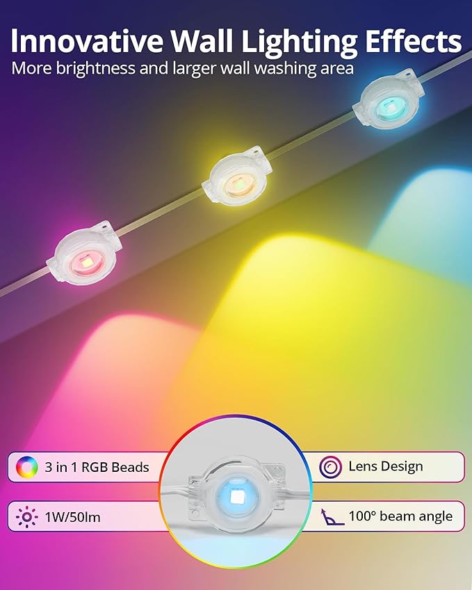 Permanent Outdoor Lights, 111ft with 72 RGBIC LED Light with App Control, Waterproof Permanent Christmas Lights for Outside Roofline Decor, Garden Decor, House,Party, Holiday Xmas Decoration