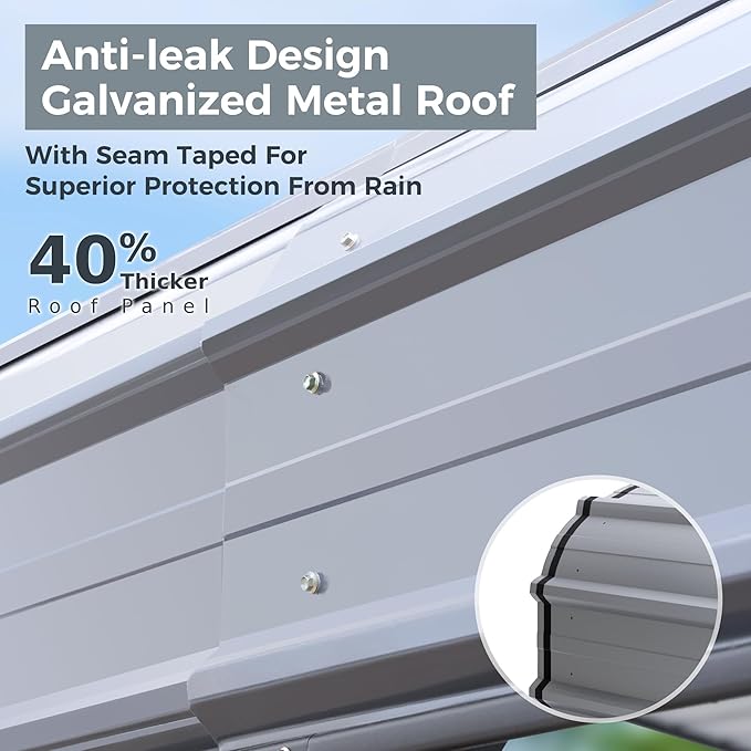 10 x 15 ft Metal Carport Kits with Galvanized Steel Roof & Removable Sidewalls, Heavy Duty Metal Carport Canopy, Outdoor Car Tent Metal Garage Shelter for Car, SUV, Truck and Boats, Gray