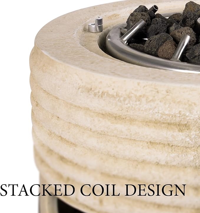 Outdoor Propane Fire Pit, 16 Propane Fire Column Patio Gas Fire Pit 50,000 BTU for Outside with Lava Rocks
