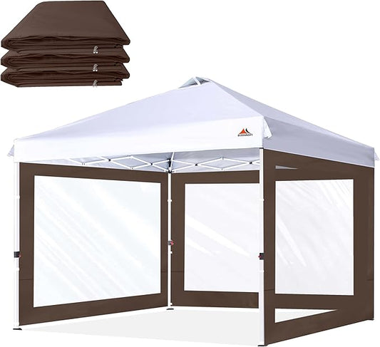 SCOCANOPY Clear Window Sidewall for 10x10 Canopy Frame, 3 Pack Sunwalls Only,(Brown)