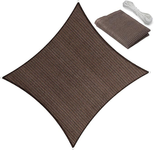 10' x 10' Sun Shade Sail Canopy Awning Permeable Fabric Pergola Cover, for Outdoor Patio Lawn Garden Backyard Carport, Brown