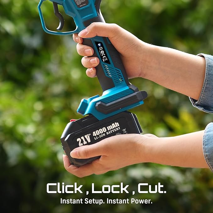 Seesii Electric Pruning Shears for Gardening: 1.8¡± Cutting Cordless Power Pruner - Brushless Motor, Dual 4.0Ah Battery, 4 Levels Adjustable Extra SK5 Blade Branches Cutter For Tree & Flower Trimming