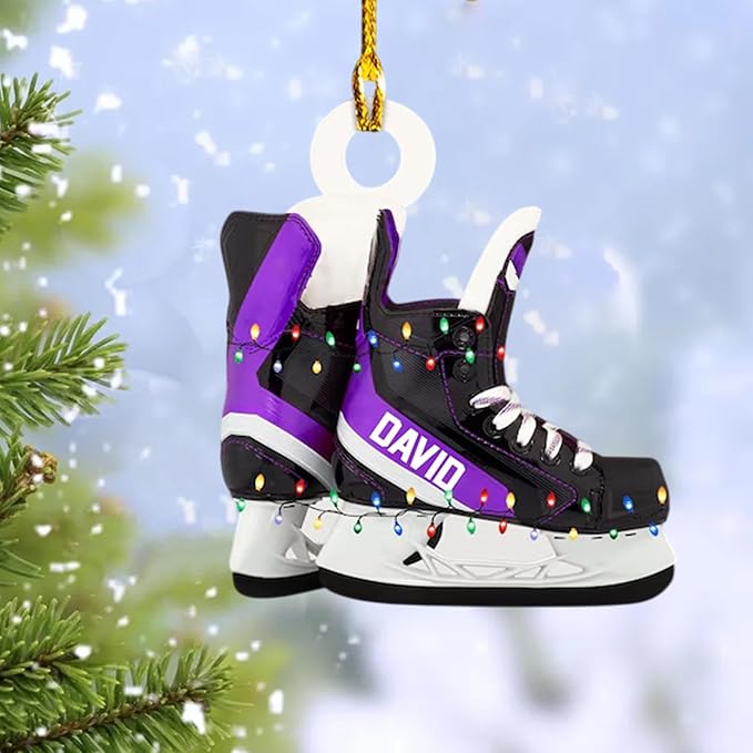 Custom Ice Hockey Skates Christmas Ornament 2025, Personalized Ice Hockey Skates Ornaments, Custom Name and Number, Sport Lovers Gifts, Christmas Tree Decoration, Skating Gifts