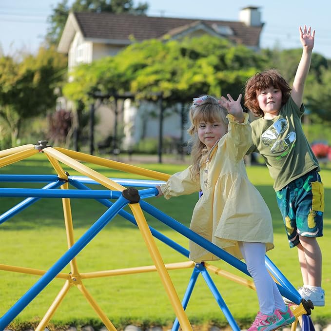 Zupapa New Upgraded Outdoor Geometric Dome Climber with 750LBS Weight Capability,3D Assembly Video,Suitable for 1-6 Kids Climbing Frame (Blue, 9FT)