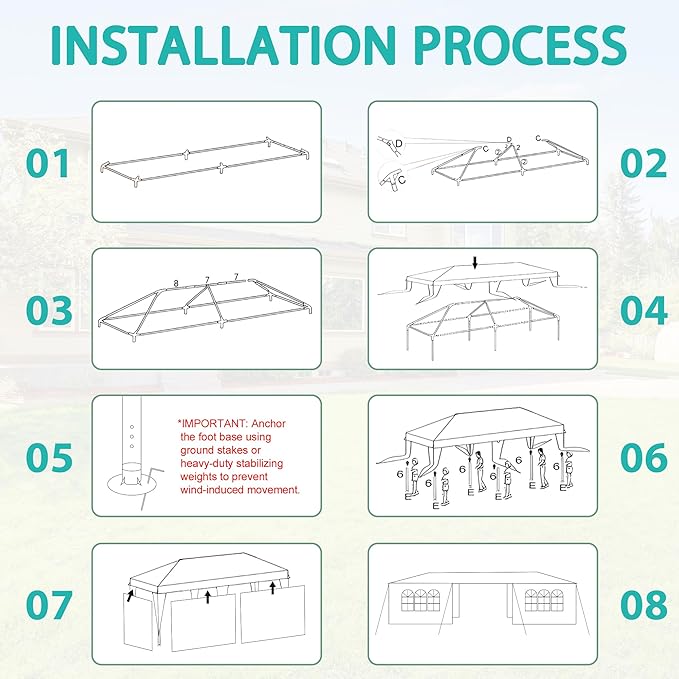 10' x 30' Outdoor Canopy Tents with 5 Detachable Sidewalls, White Patio Gazebo Tent, Shade Tents with Transparent Windows, Ideal for Party, Wedding, Birthday, Events, Gatherings, BBQ