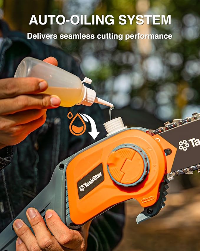 8-Inch Cordless Pole Saw, Electric Pole Saws for Tree Trimming, 2¡¿4000mAh Batteries, 600W Powerful Motor, Max Reach 15Ft, Tool-Free Chain Tensioning, Auto Lubrication