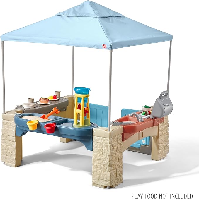 Step2 All Around Playtime Patio with Canopy Playset ? Shaded Outdoor Playhouse for Kids with Realistic, Interactive Features, Room for Multiple Toddlers to Play ? Dimensions: 60 H x 47.5 W x 47.5 D