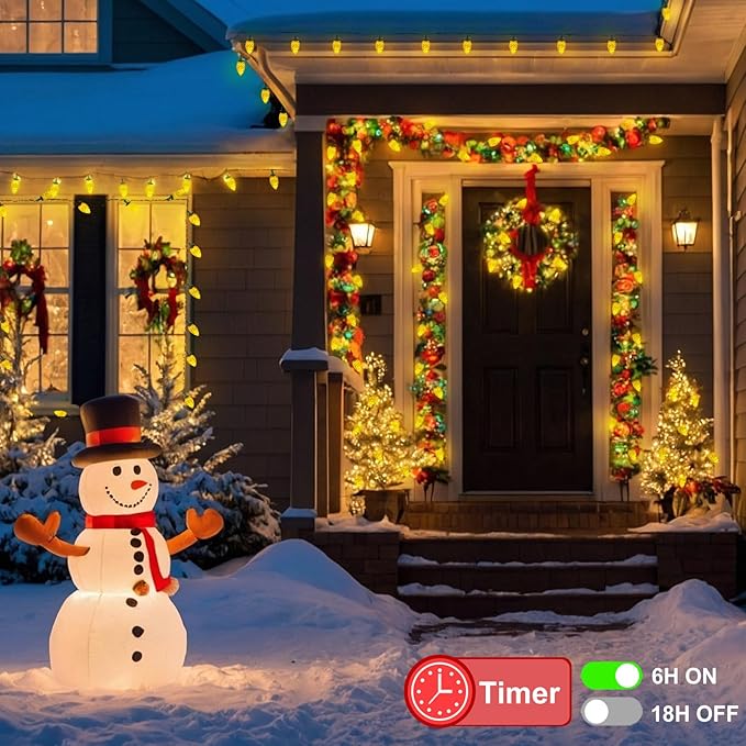 ZAIYW C9 Christmas Lights String, 66ft 100 LED Strawberry String Lights UL Plug C9 String Lights Green Wire Waterproof for Outdoor Roof Eaves Garden Yard Xmas Decor (Warm White)