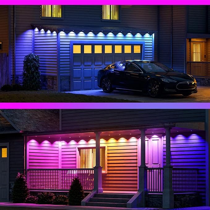 Permanent Outdoor Lights with App &P67 Waterproof Smart Eave Lighting, with App/Remote Control Eaves Light, DIY LED Scenes Modes for House Roof Decor,Christmas,Party,All Holiday and Daily.