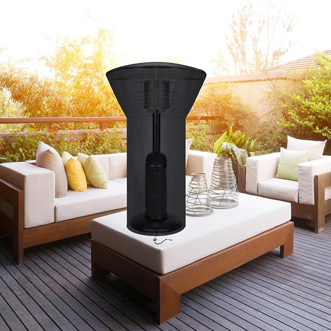 Patio Tabletop Heater Covers with Zipper and Storage Bag,Waterproof,Dustproof,Wind-Resistant,Sunlight-Resistant,Snow-Resistant,Black,38'' Height x 24 Dome x 14.5 Base