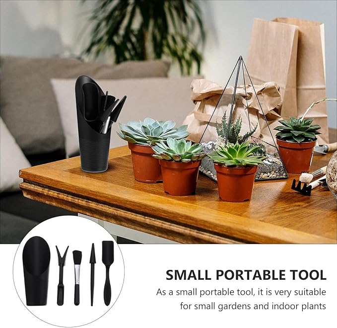 5pcs Mini Garden Hand Tools Portable Succulent Planting Tools Ergonomic Plastic Gardening Kit for Indoor Plants and Small Gardens